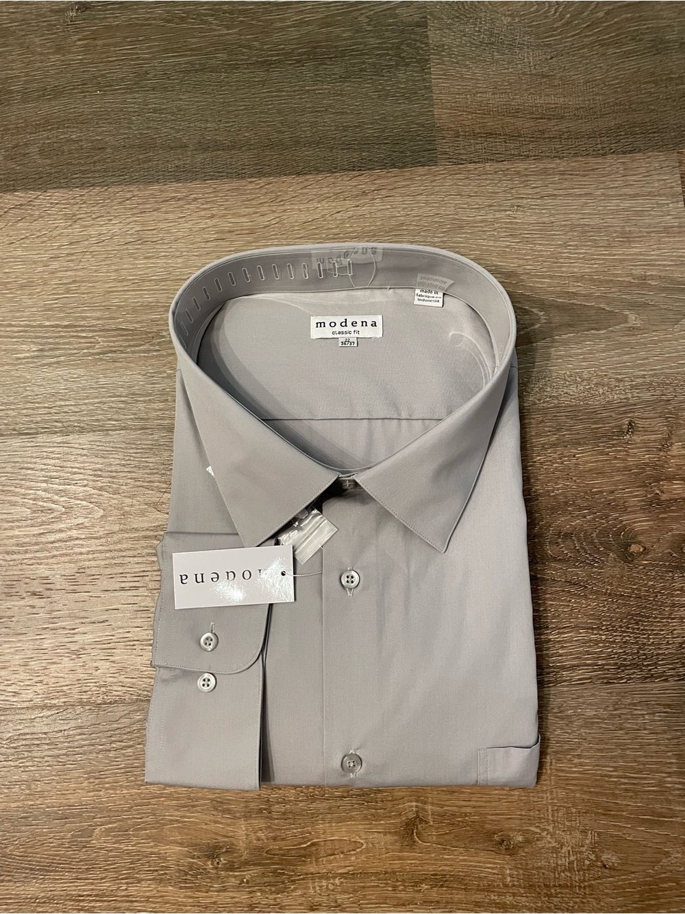 NWT Modena Men's Classic Fit Long Sleeve Dress Shirt M300CLOR Gray
